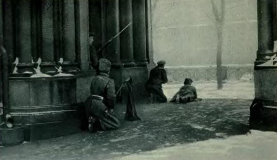 Students and soldiers firing across the Moyka at the police. Public Domain