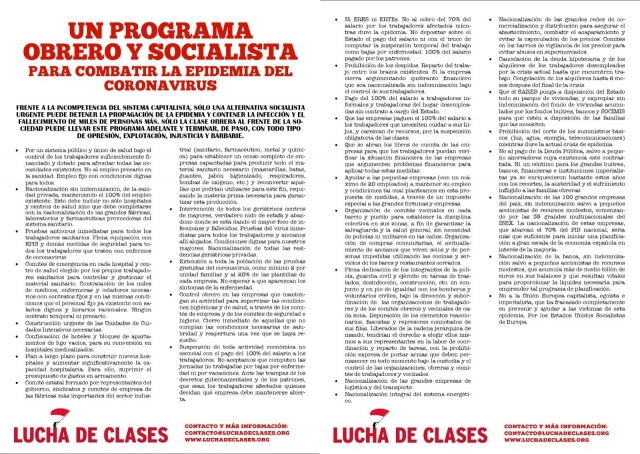 Un programa obrero y socialista para combatir la epidemia del coronavirus